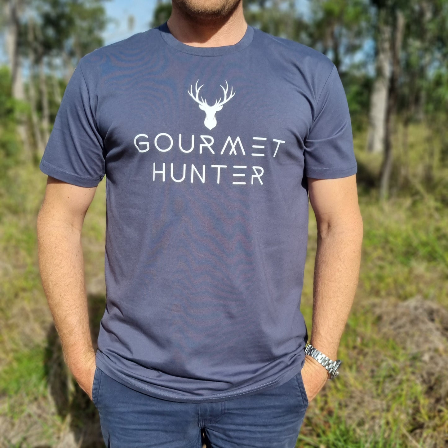 Petrol Blue Gourmet Hunter Men's T-Shirt